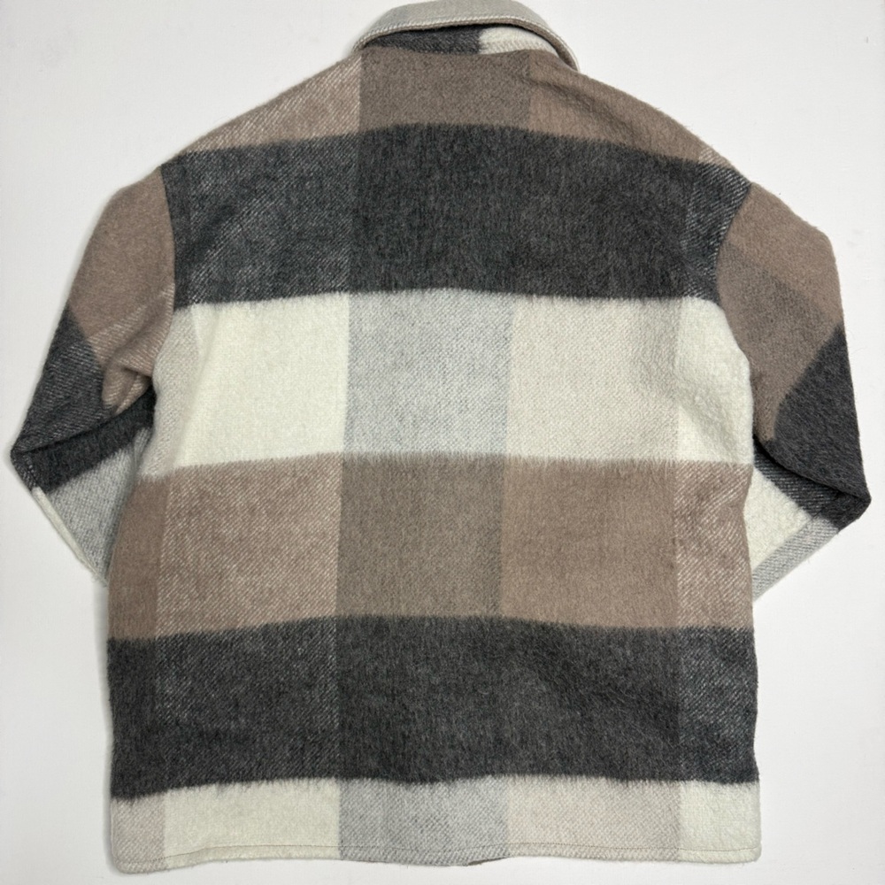 Vero Moda Fringe Striped Plaid Shacket Overcoat Oversized - Picture 6 of 6